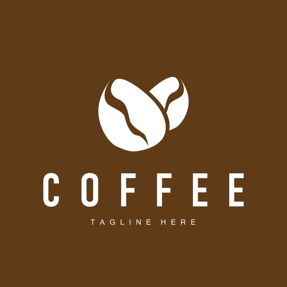 coffee drink logo design with glass and coffee bean aroma with simple template illustration symbol vector