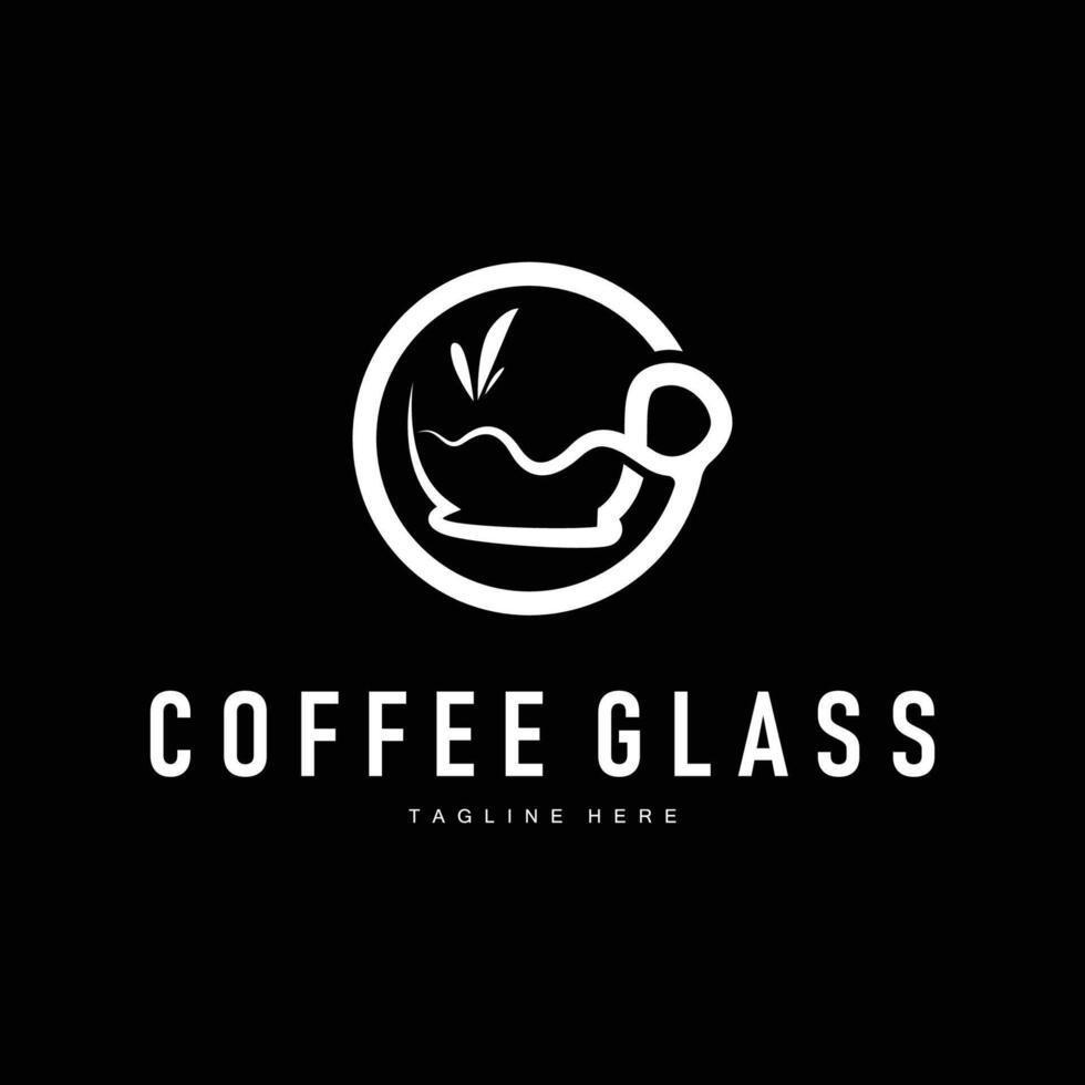 coffee logo with glass and coffee bean with delicious aroma with simple template illustration symbol vector