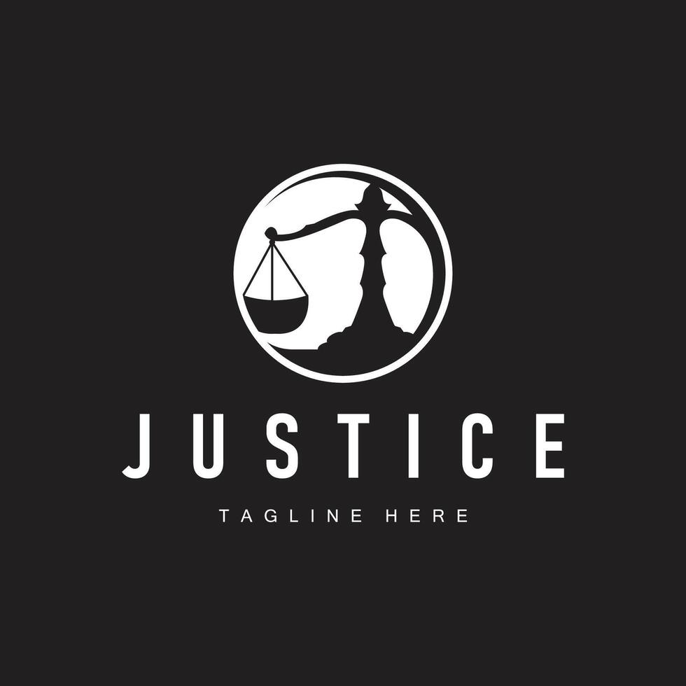silhouette design of the scales of justice logo with a minimalist concept suitable for company or brand identity with a legal concept vector