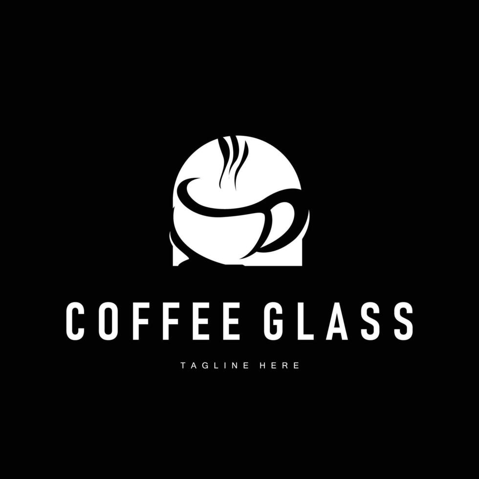 coffee drink logo design with glass coffee bean with delicious aroma with simple template illustration symbol vector