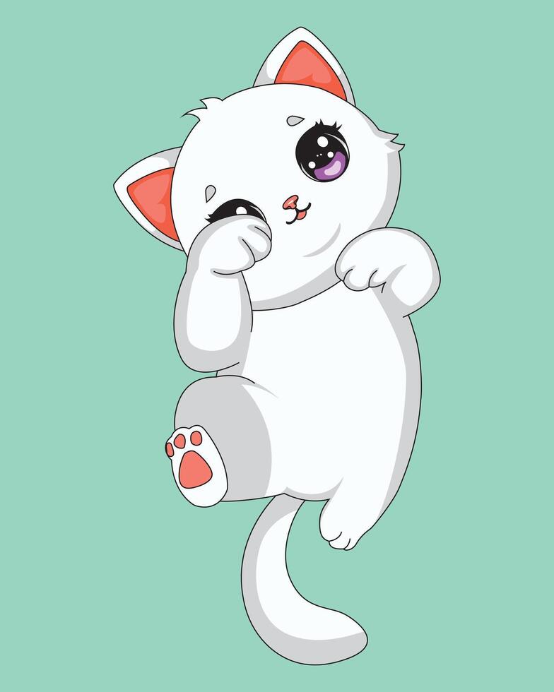 Cat Lying On Back Kitten Mascot Illustration vector
