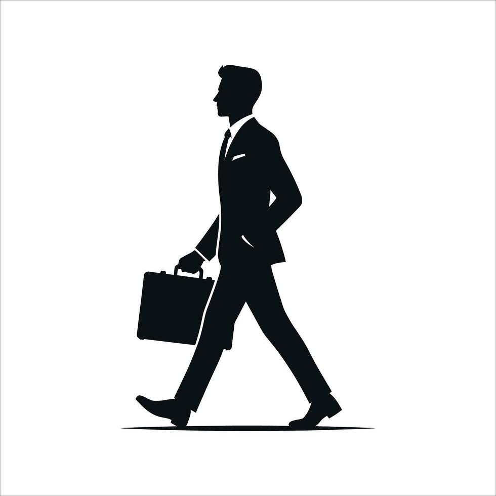Businessman Walking Silhouette Three Black Icon of a Professional Man with Briefcase vector
