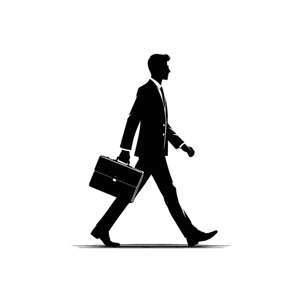 Businessman Walking Silhouette Two Black Icon of a Professional Man with Briefcase vector