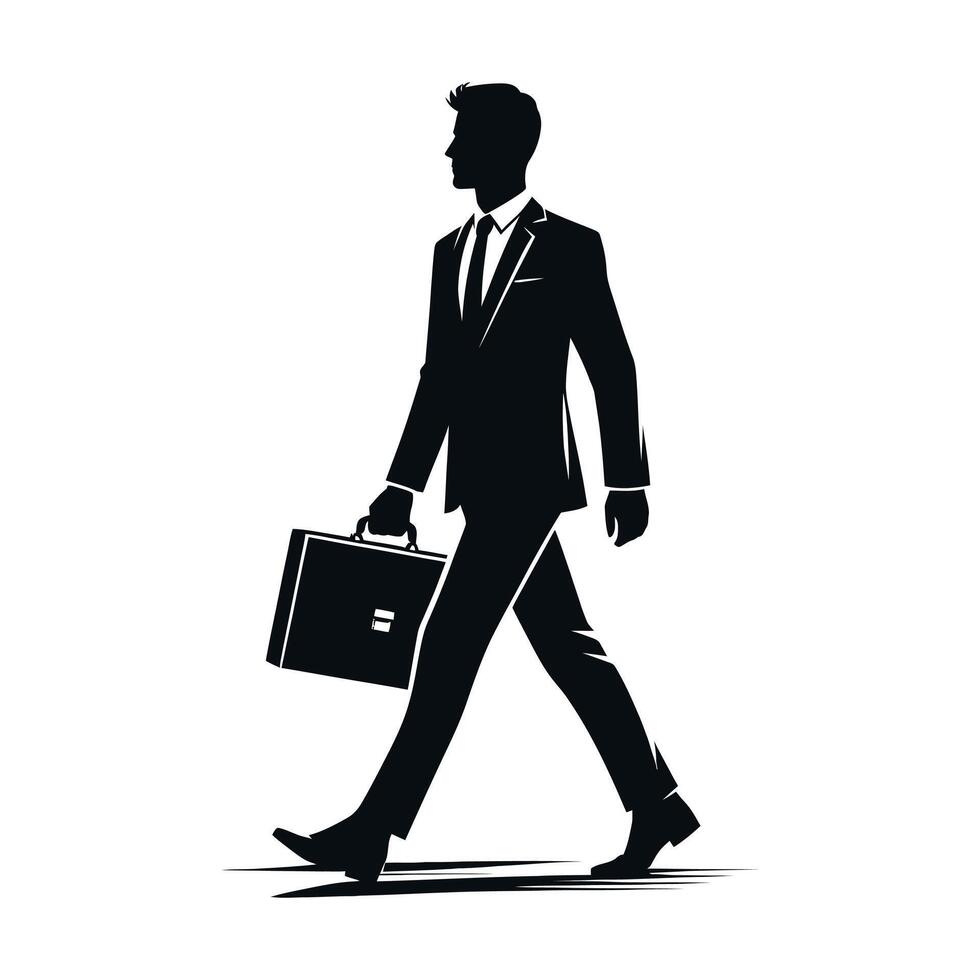 Businessman Walking Silhouette Four Black Icon of a Professional Man with Briefcase vector