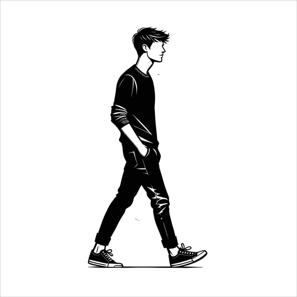 Cool Urban Walker Silhouette vector