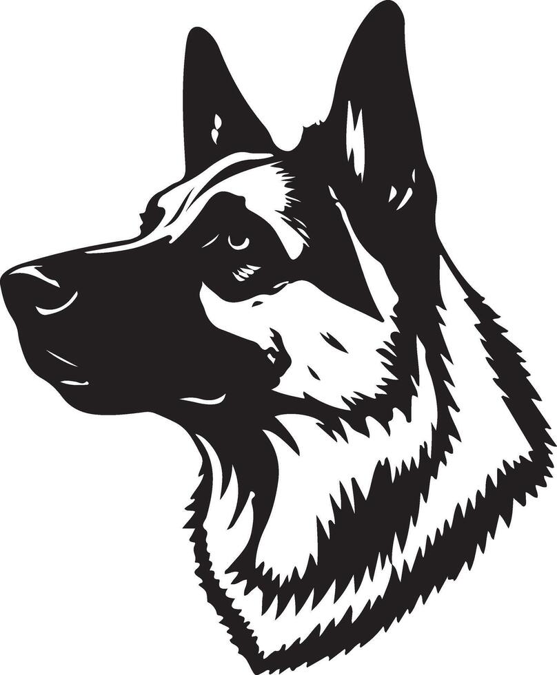 A black and white german shepherd dog head vector