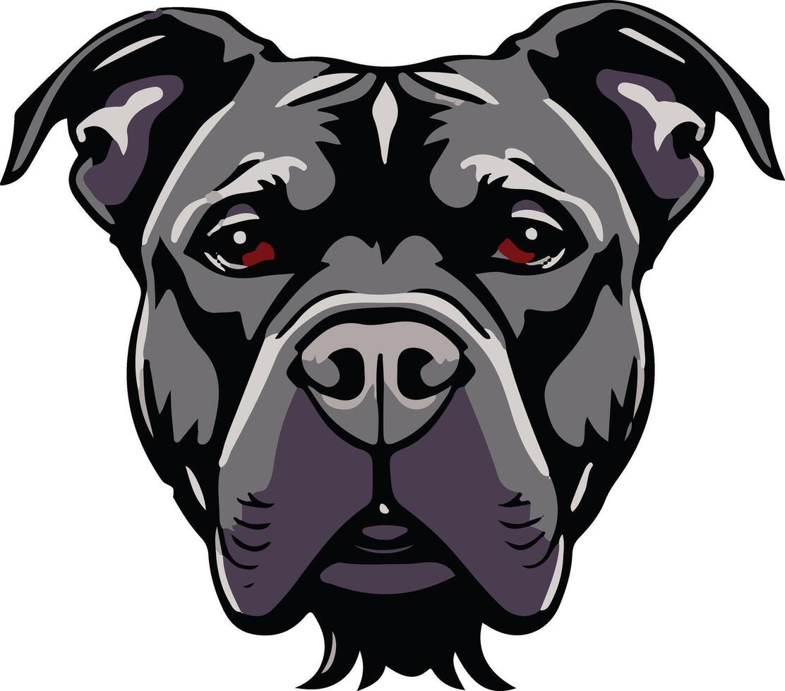 A black pit bull dog head with red eyes vector