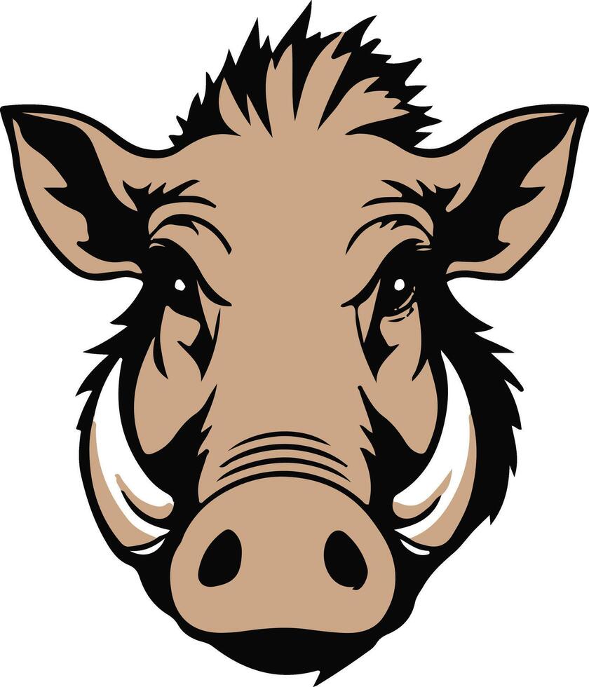 The head of a wild boar is shown in this illustration vector