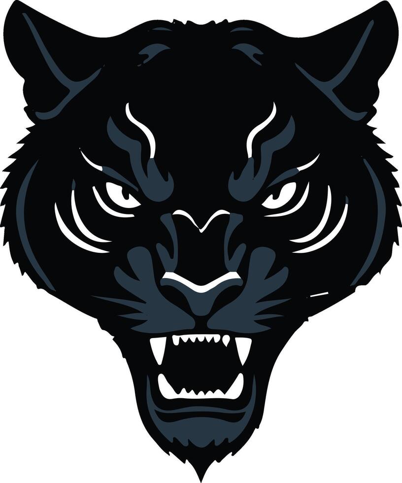 The panther head is shown in black and white vector