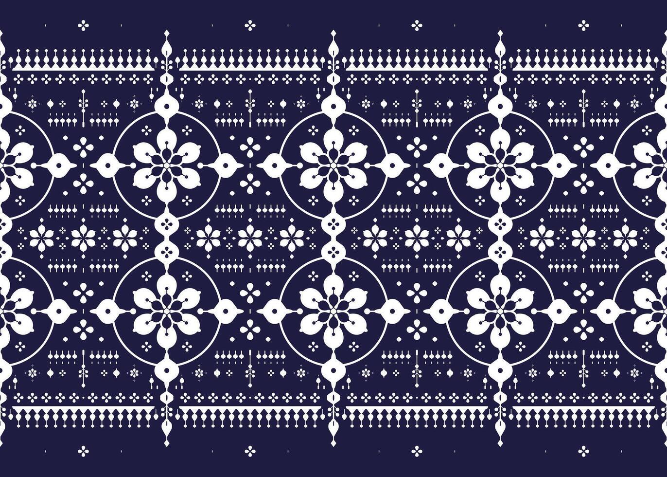 aztec style of ethnic fabric seamless pattern, blue and white style, design for cloth, carpet, batik, wallpaper, wrapping etc. vector