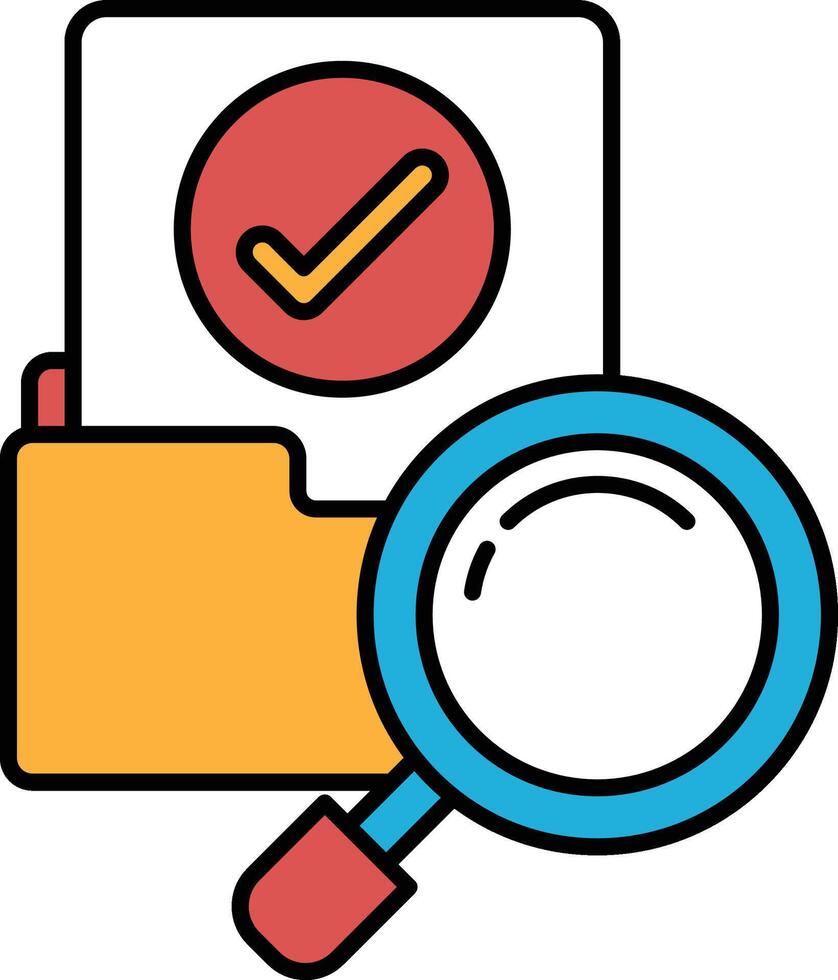 A red and white check mark is on a file folder vector