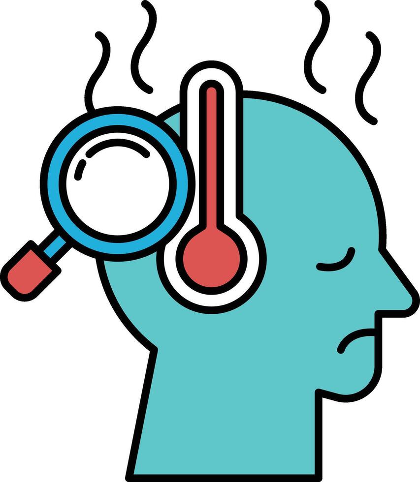 A man with a blue head and a red thermometer on his head vector