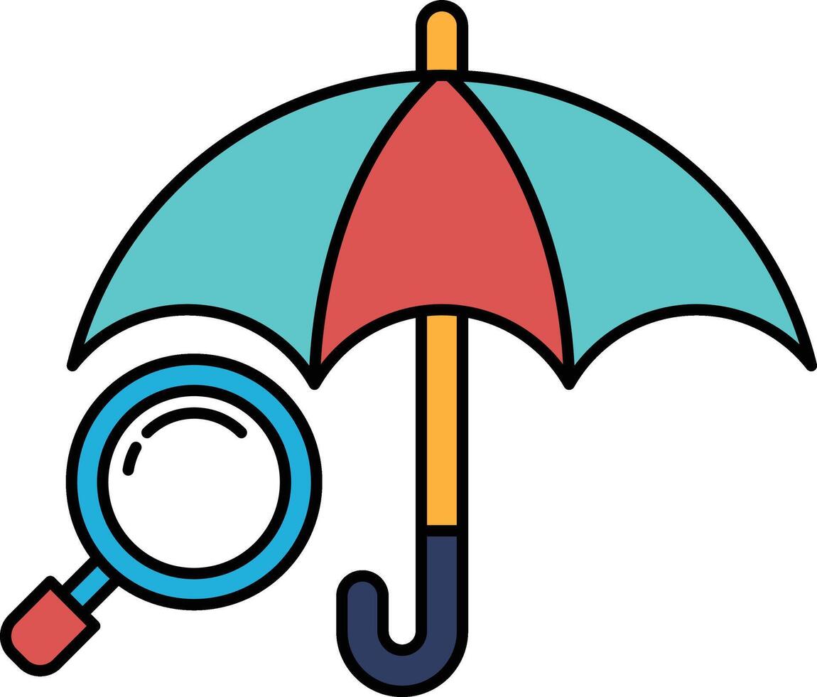 A blue and red umbrella with a magnifying glass on top vector