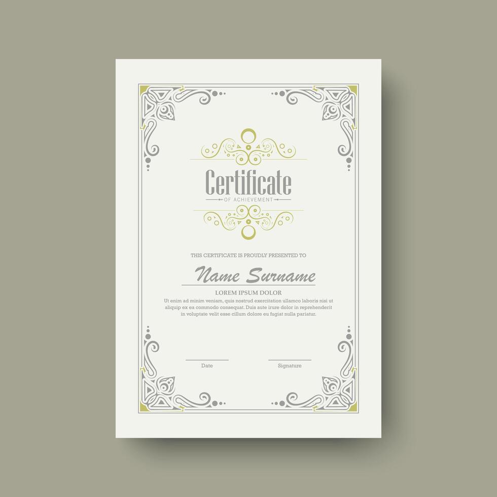 Classic certificate of achievement award diploma template vector