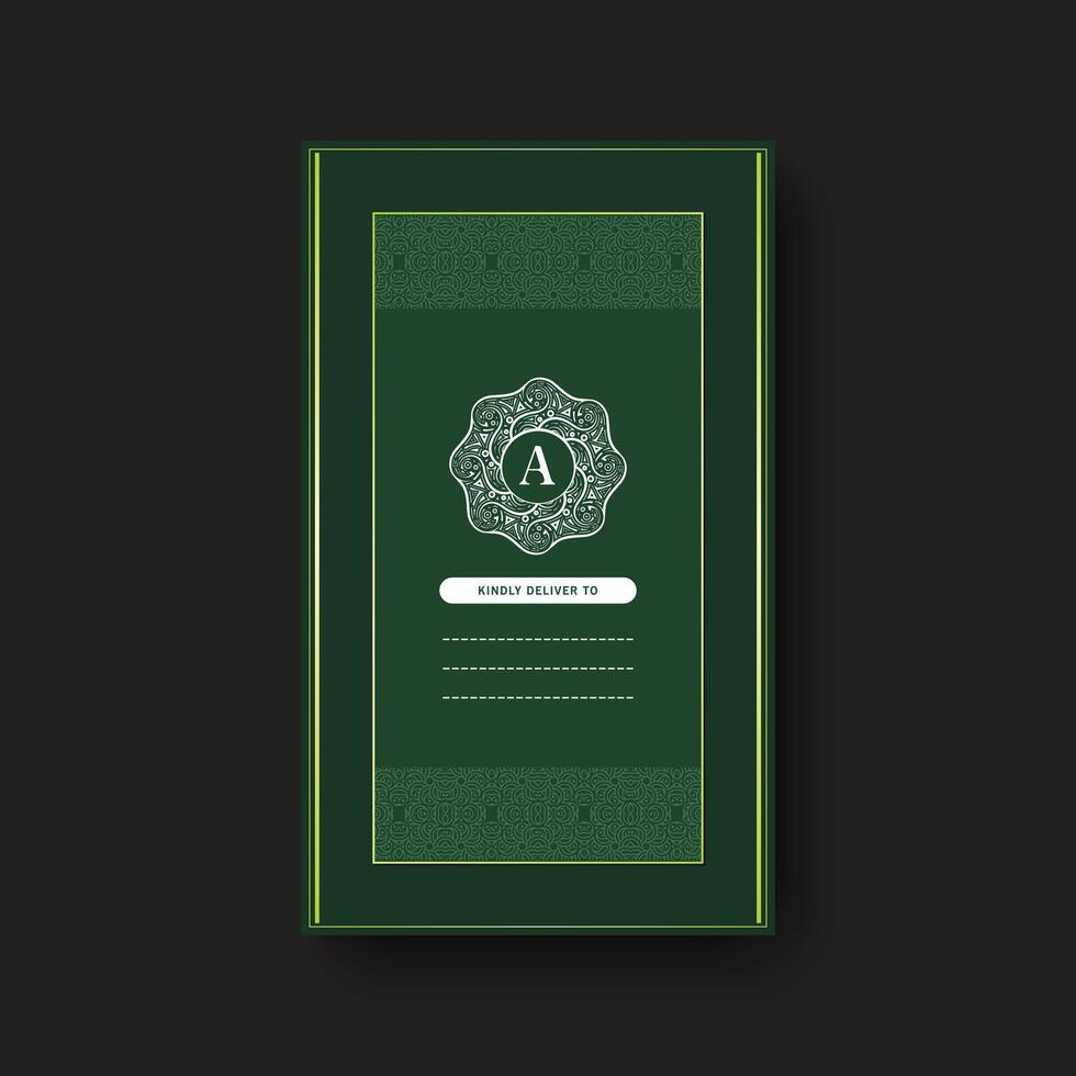 Luxury green art message card design vector