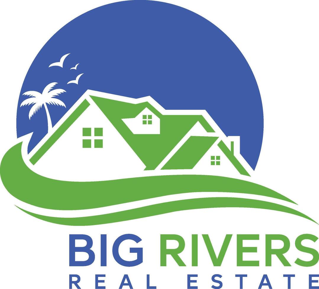 Big rivers unique real estate logo design vector