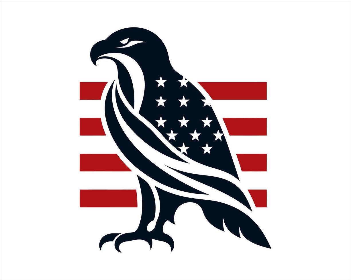American eagle with american flag vector