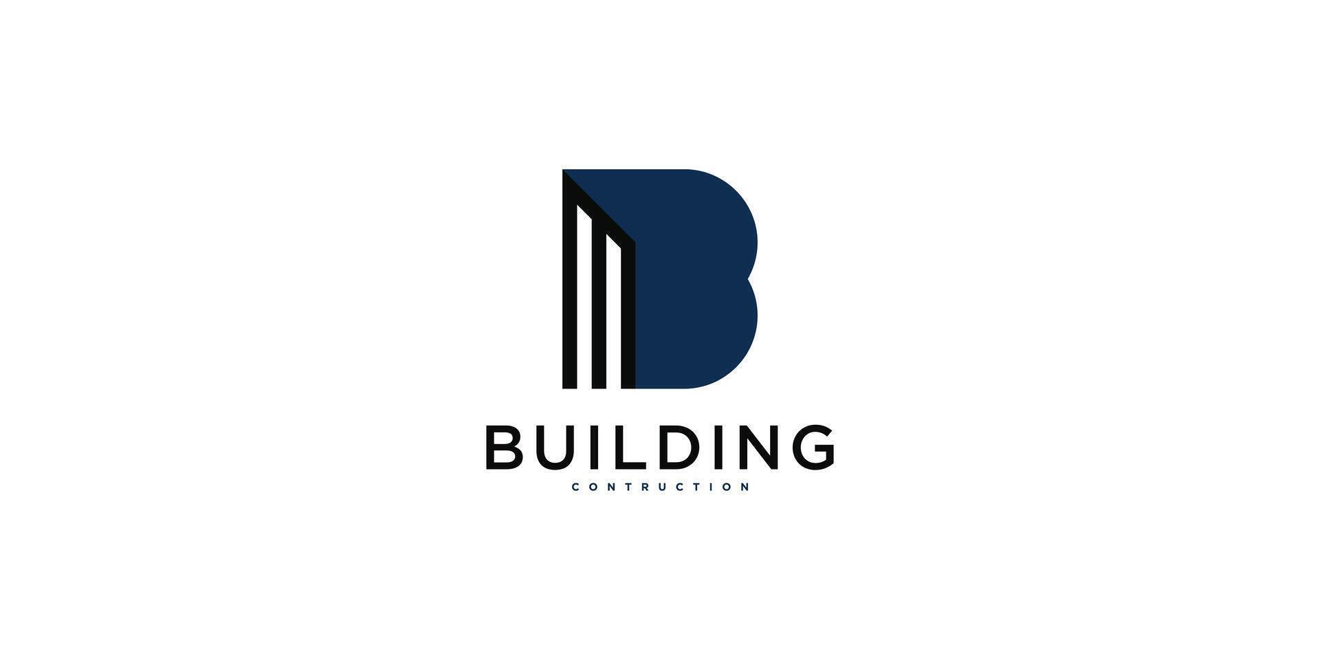 Letter B building logo design. Creative minimalis. Premium vector