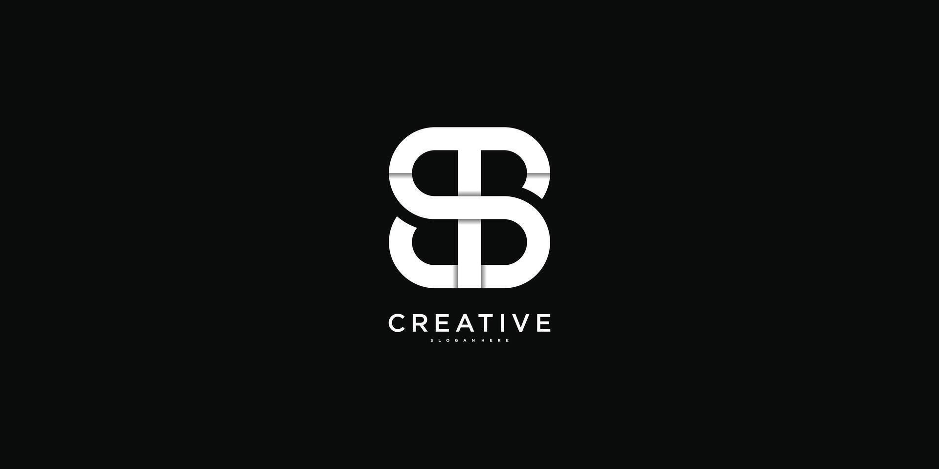 ST or TS letter logo design. Creative S T letter icon. Premium vector