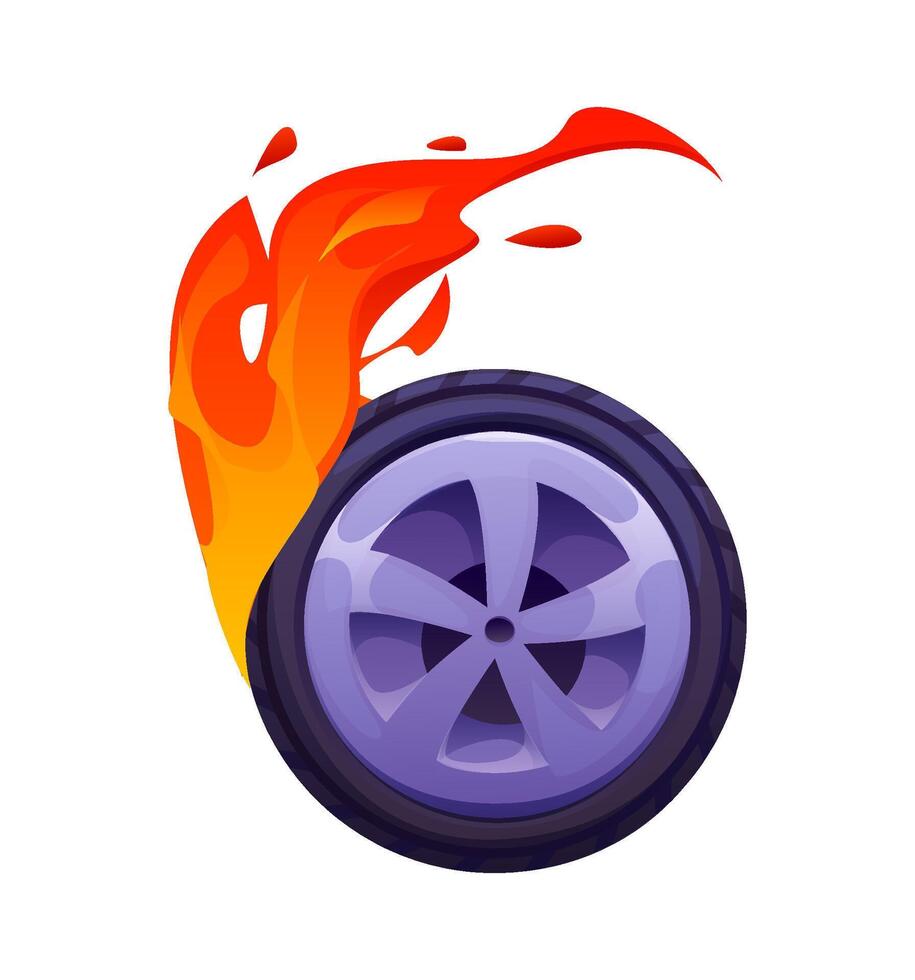 Racing motorsport font flaming wheel digit 6 six vector