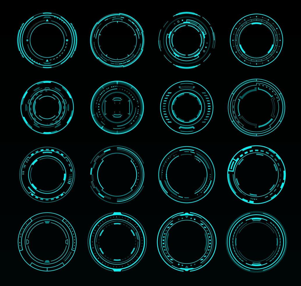 Dial HUD interface. Sound volume round knob set vector