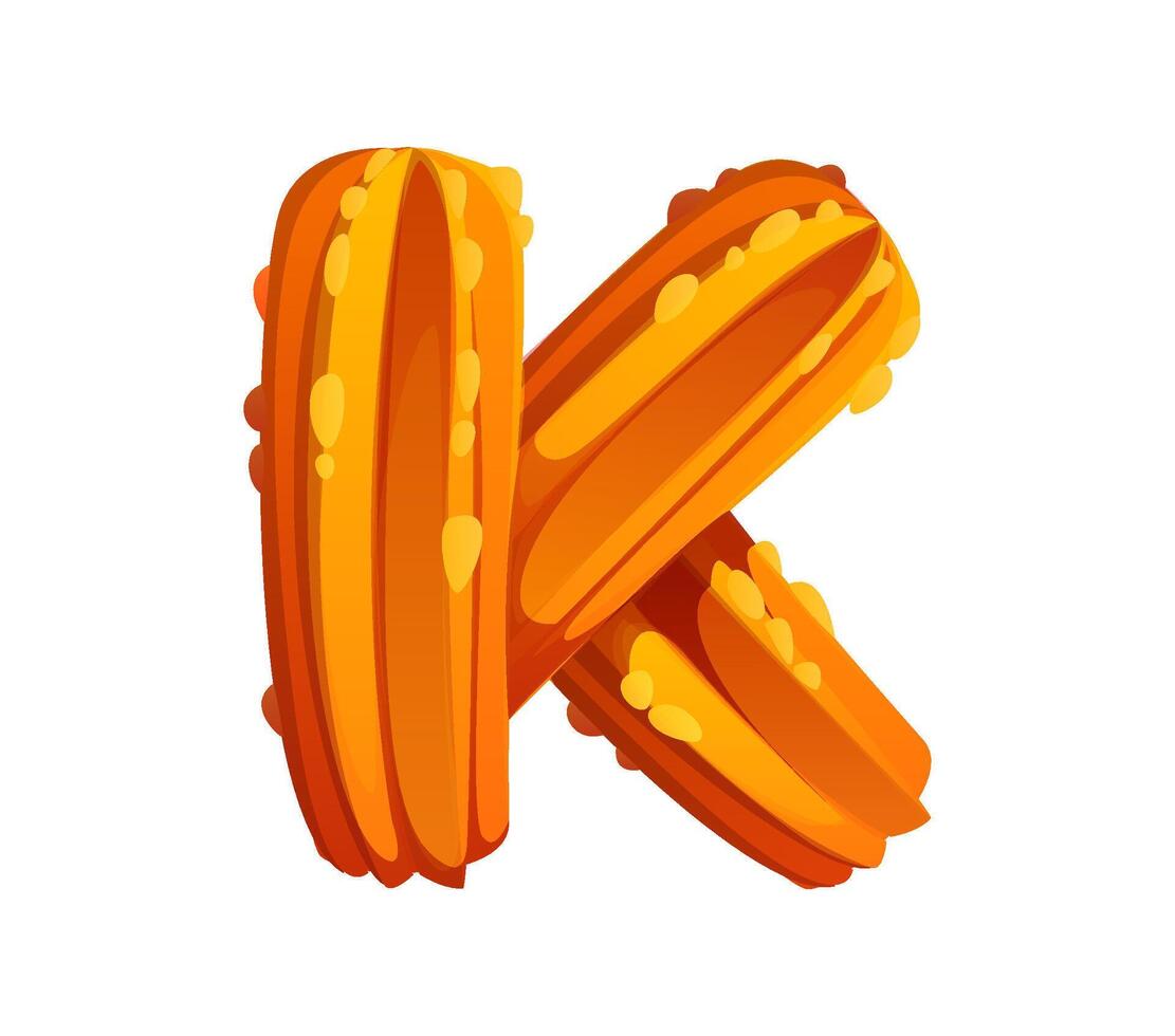 Fast food churros ABC font typeset letter K vector