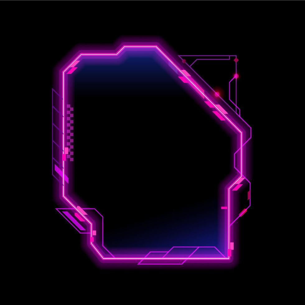 Computer game neon HUD design frame vector