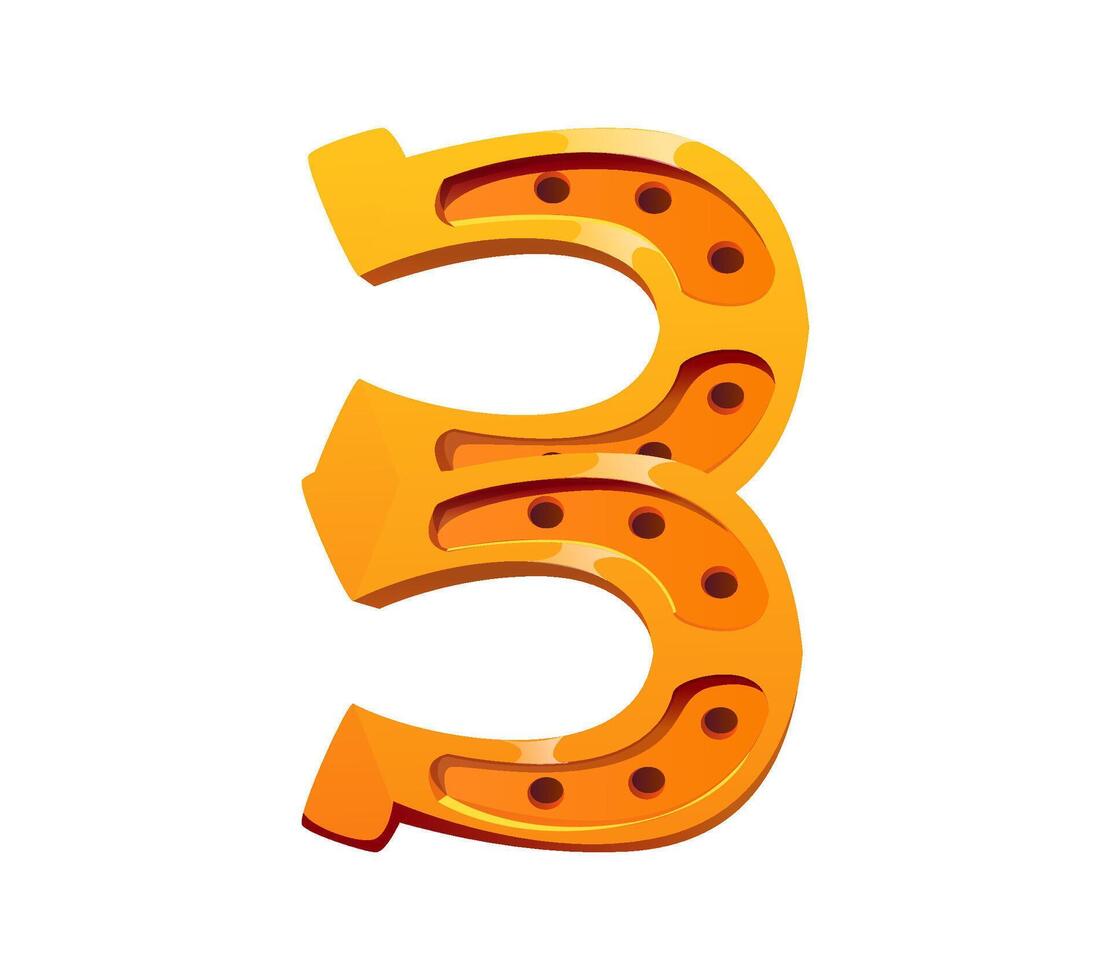 Texas cowboy horseshoe font typeset digit 3 three vector