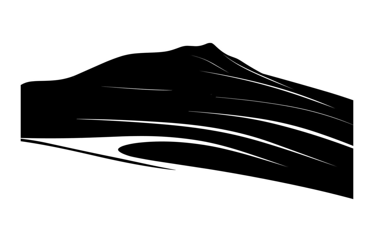 Sand Dune Black Silhouette isolated on white background vector