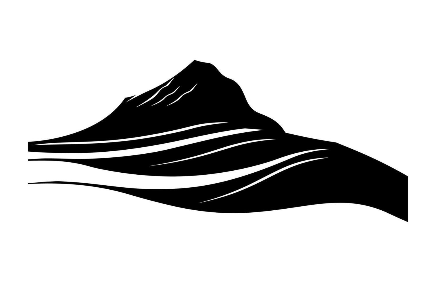 Sand Dune Silhouette Black Clipart isolated on a white background vector