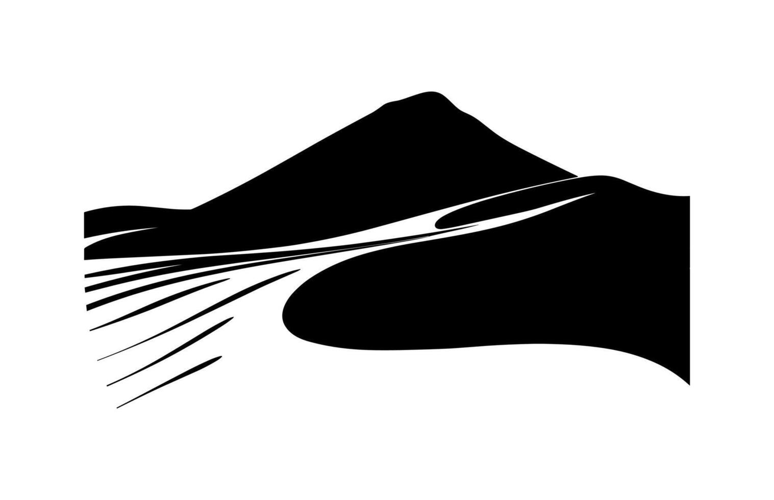 Sand Dune Silhouette Clipart isolated on white background vector