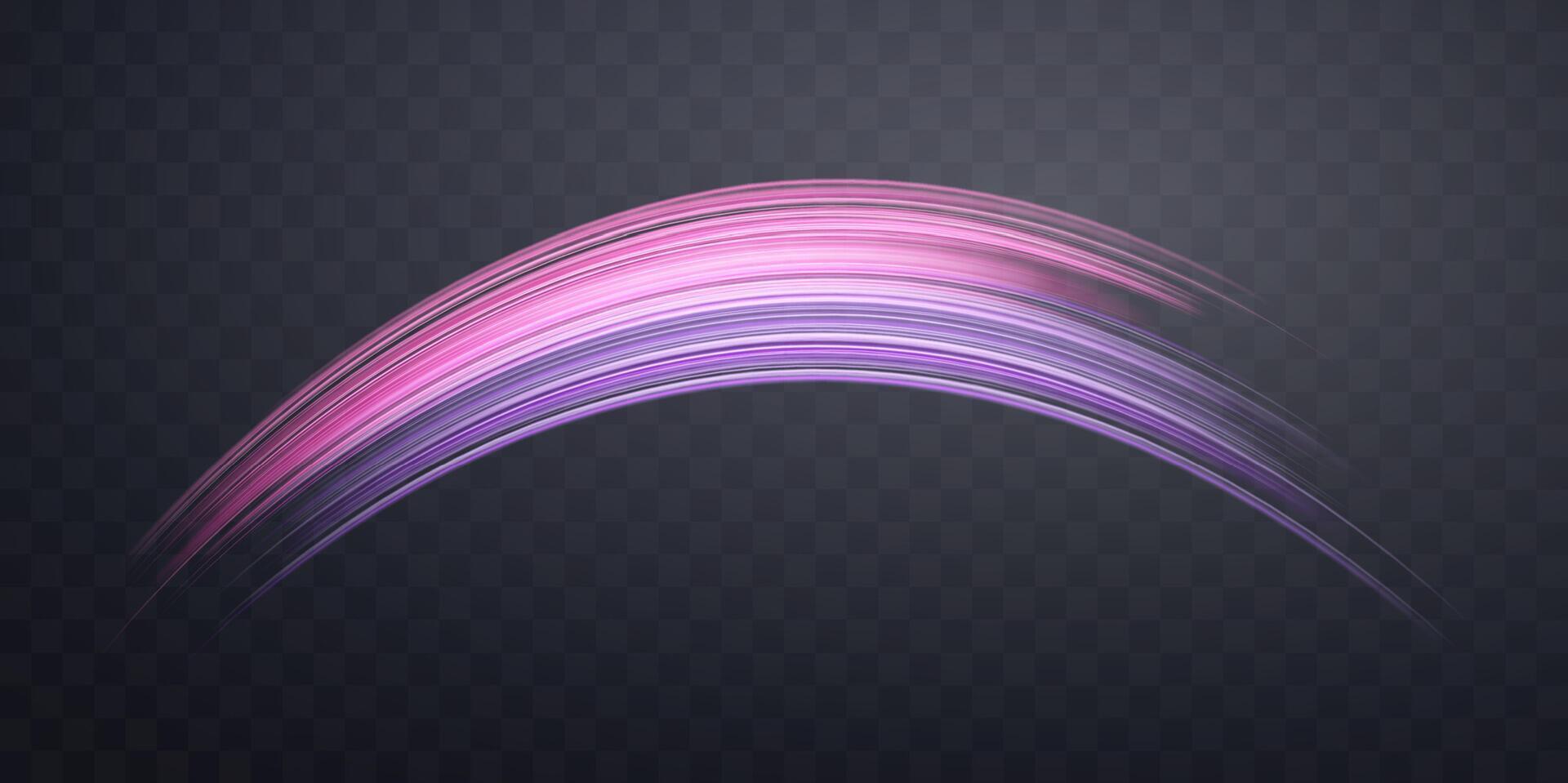 Glowing pink and purple lines. Dynamic neon realistic energy speed wave. Abstract curve twirl light effect on a dark background. vector