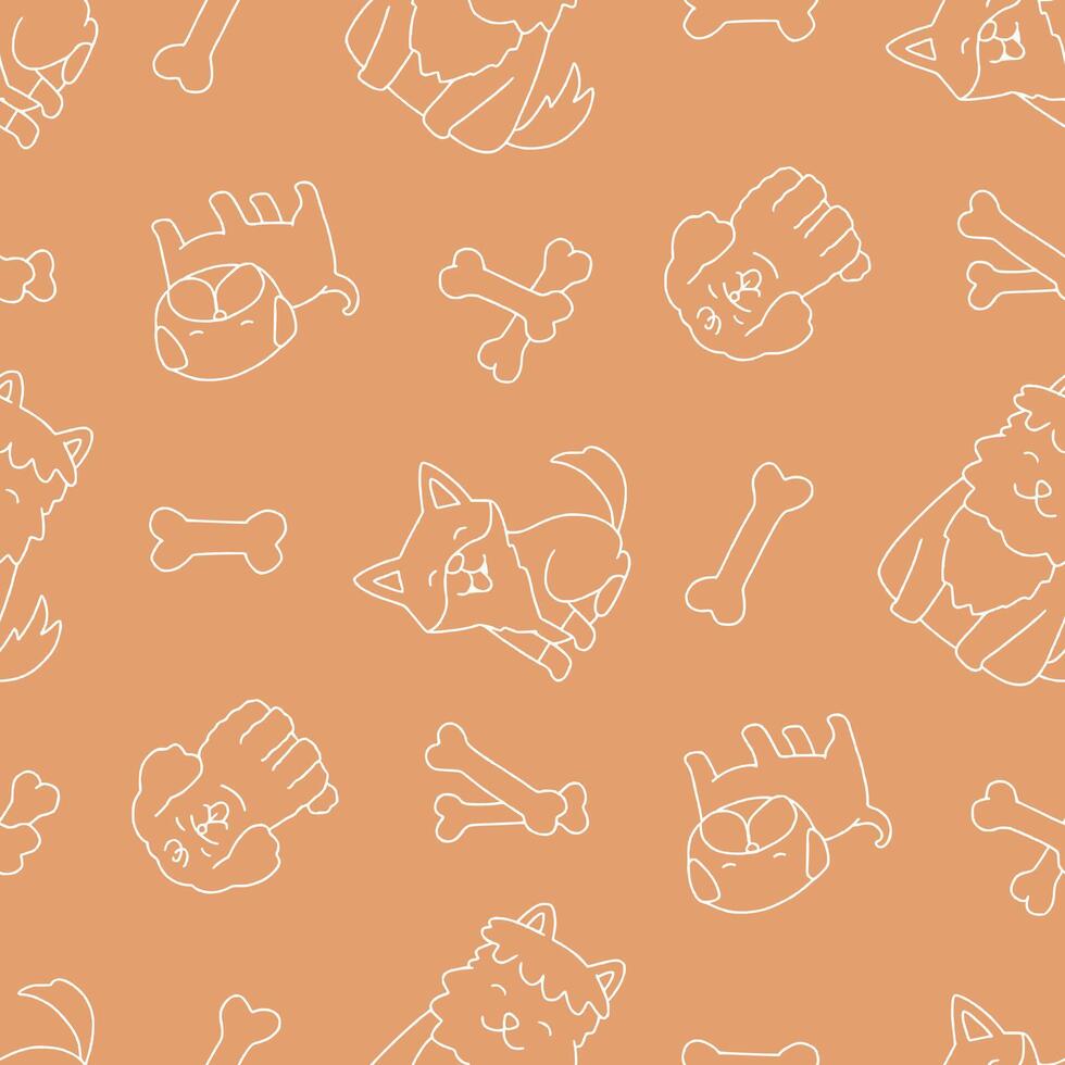 Outline Seamless Pattern of Dog Animal Bone Background for Fashion Wrapping Print Fabric vector