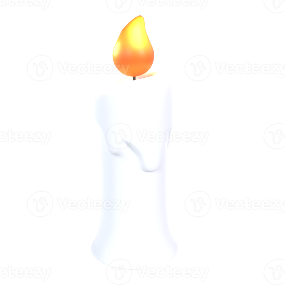 3D rendering of transparent Halloween candle icon png