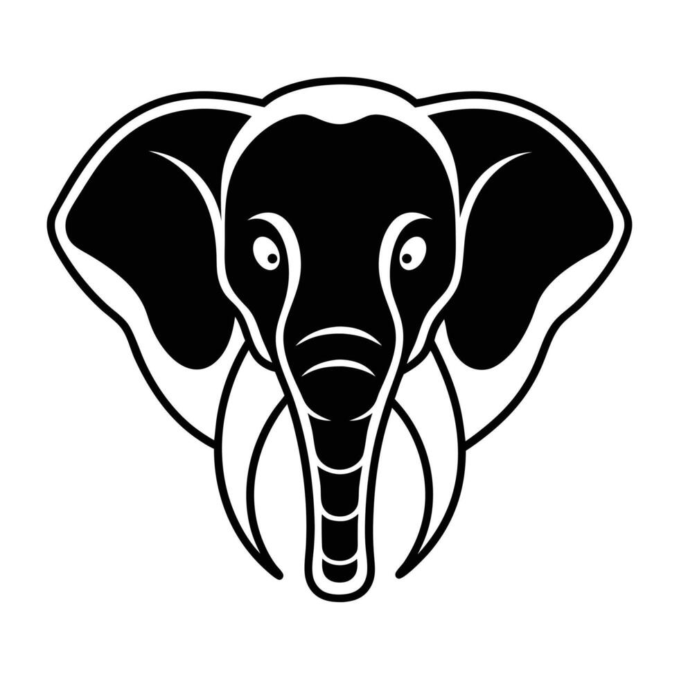Elephant Head Silhouette Icon, Logo and Graphic Design. vector