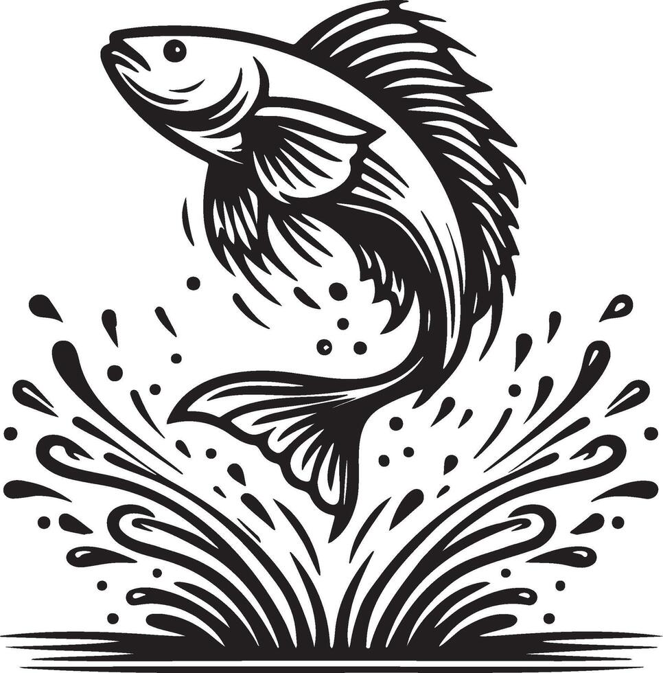 Fish Leaping Illustration. vector