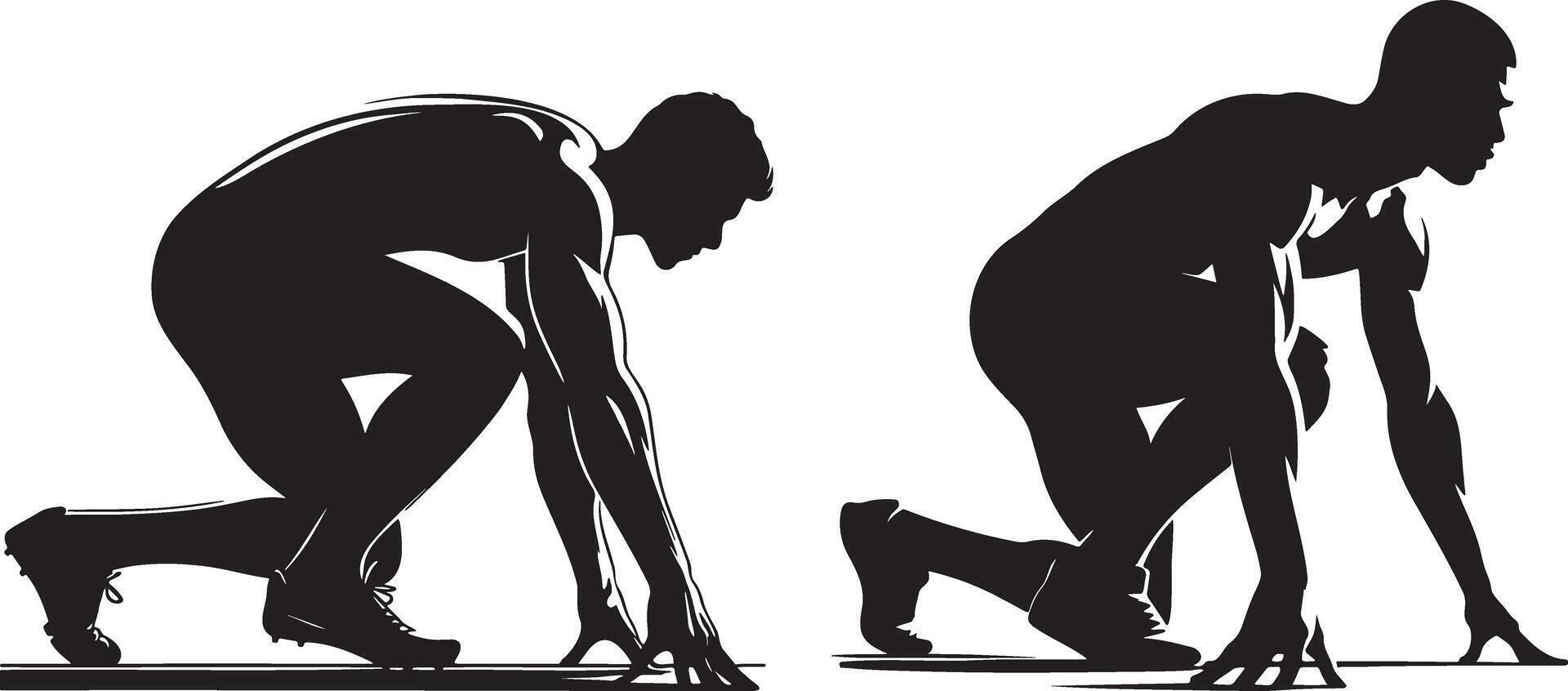 Male Runner Crouch Start. vector
