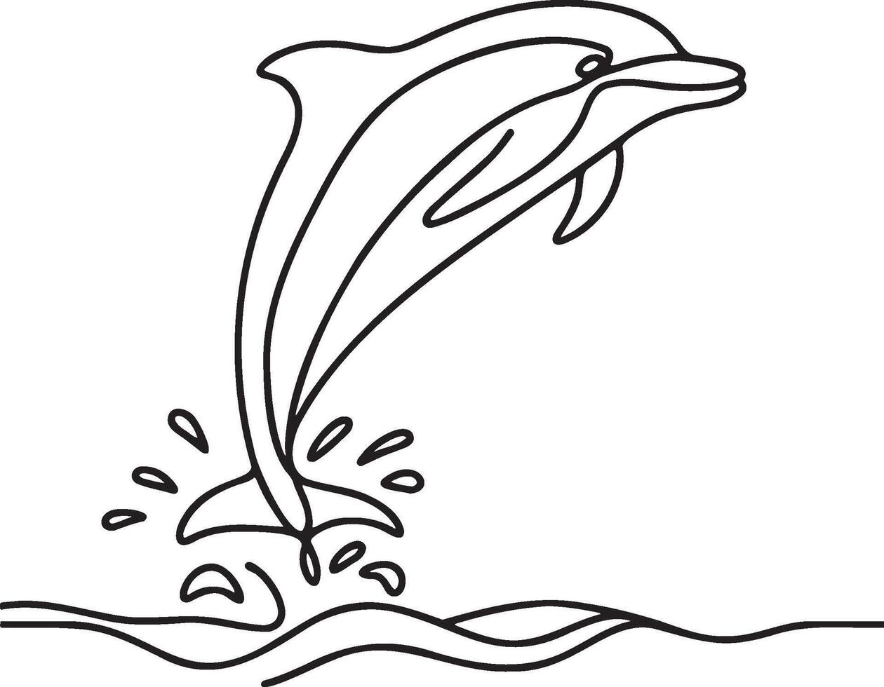 Dolphin Line Art. vector