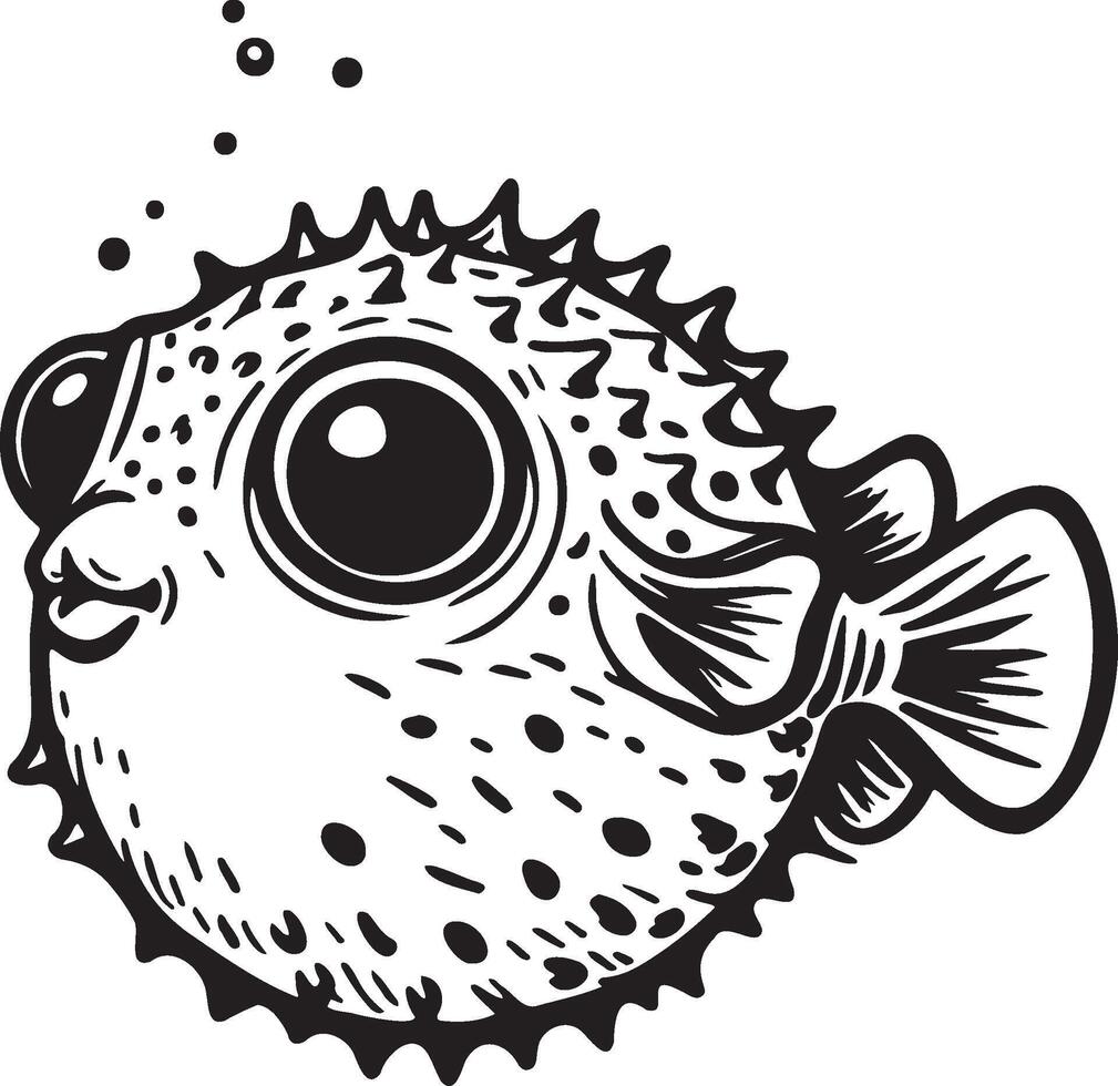 Cute Puffer Fish Illustration. vector