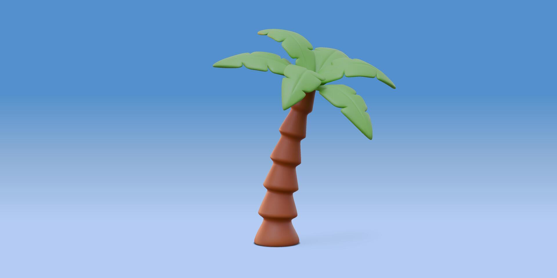 3D Stylized Palm Tree - Tropical Beach Tree, Exotic Vacation Plant vector