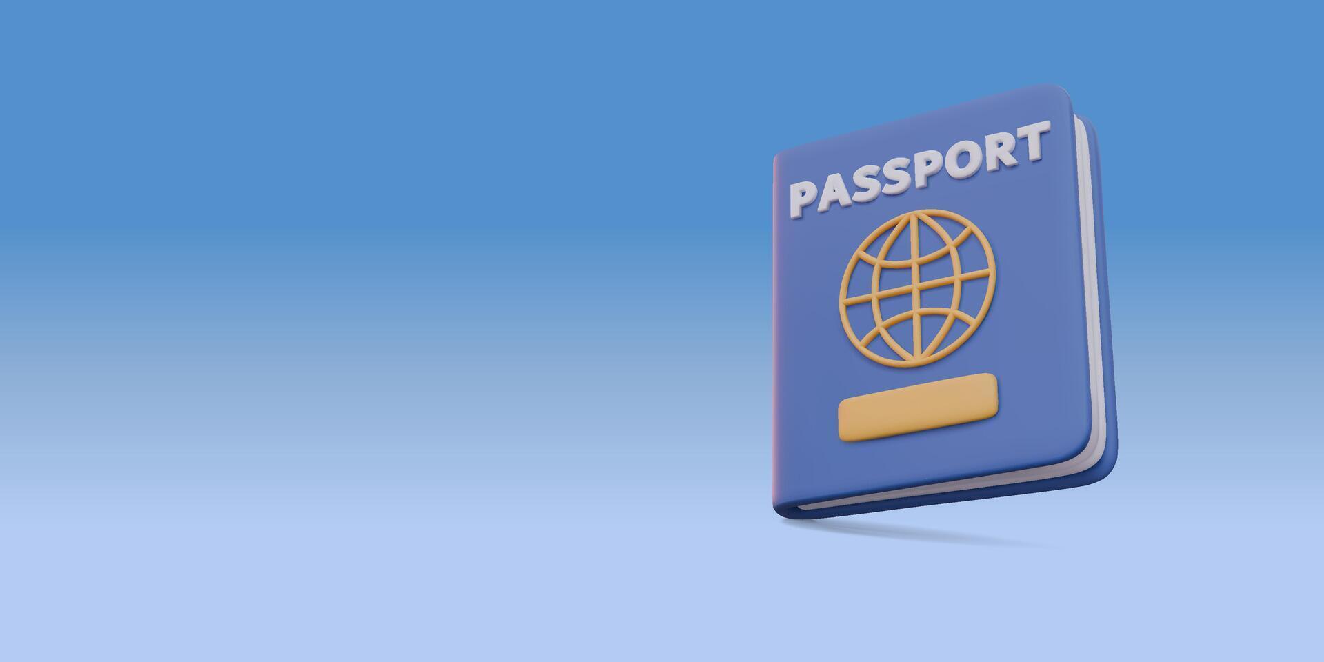 3D Stylized Passport - Travel Document with Globe Symbol, International Identity Illustration vector