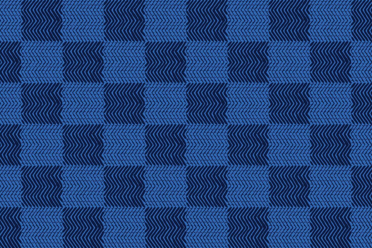 Crafted hand drawn brush lines abstract stitching check pattern, Japanese traditional embroidery, weaving textured background in monochromatic blue, simple and humble graphic for textile, carpet vector