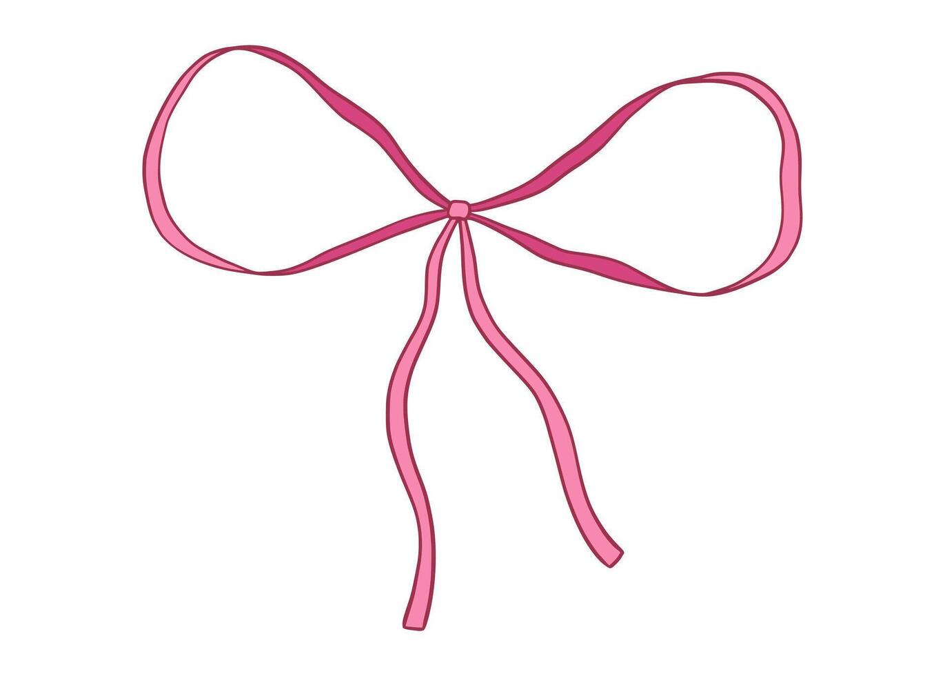 Coquette bow drawing, illustration isolated on white, cute red ribbon vector