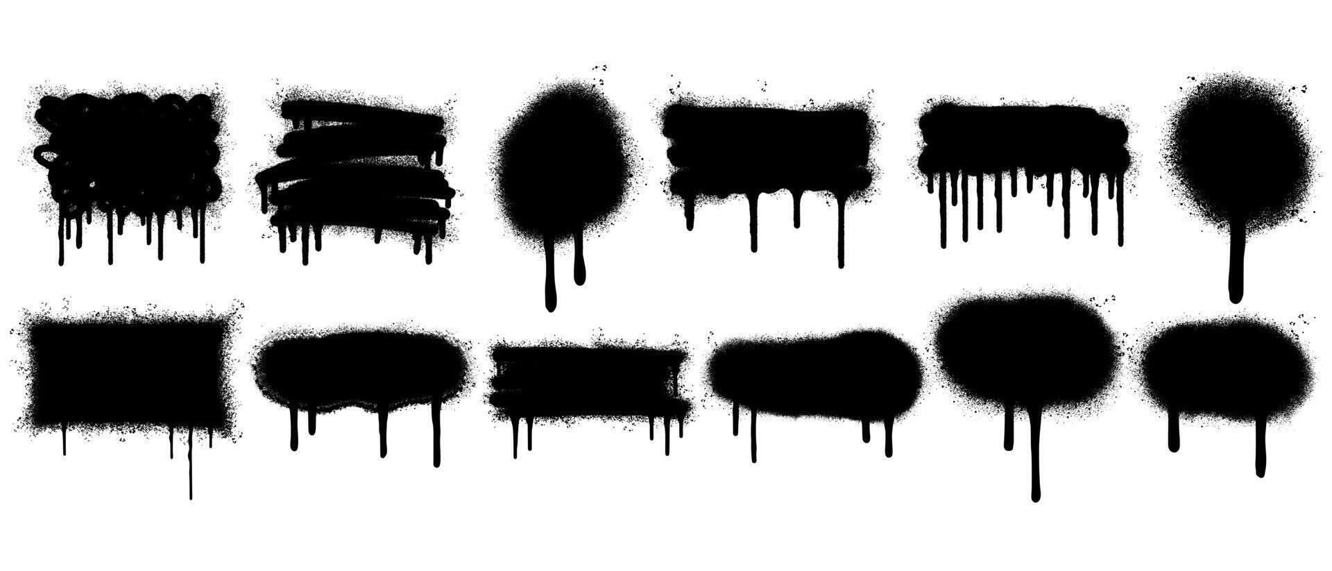 graffiti Spray painted Drips Black ink splatters isolated on white background . vector