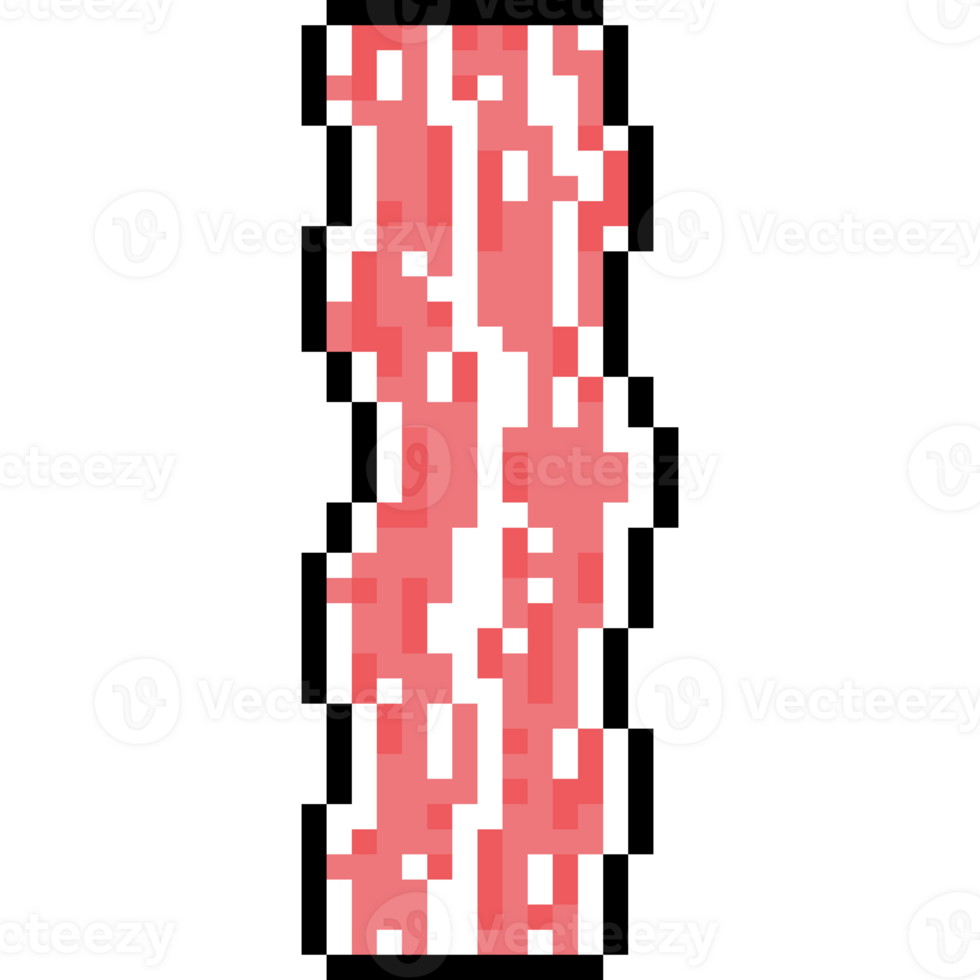 Pixel bacon. Pixel art food. 8 bit bacon icon png