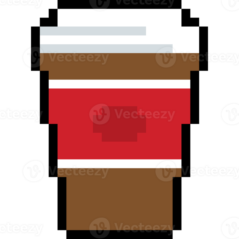 coffee cup. 8 bit hot drink cup. Pixelated icon png