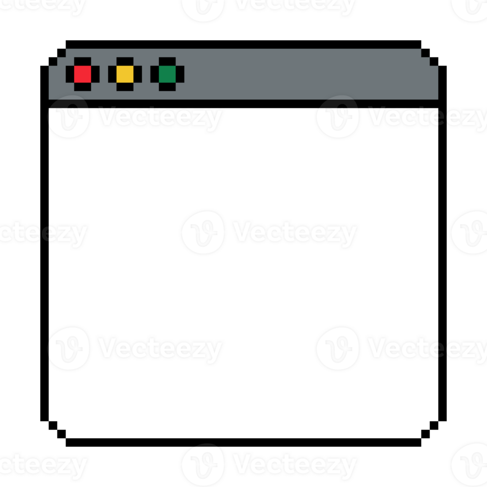 computer window. Pixel art Web browser window. Pixelated style png