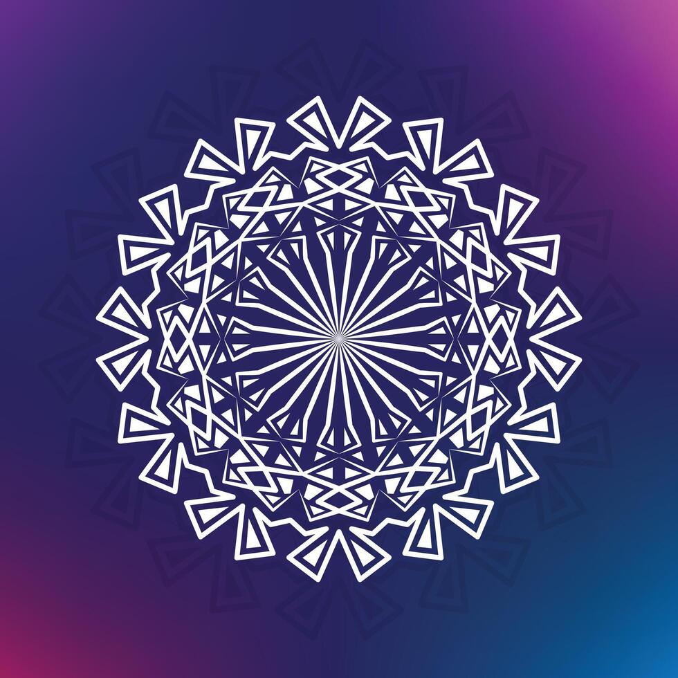 Intricate white mandala design on a vibrant gradient background vector