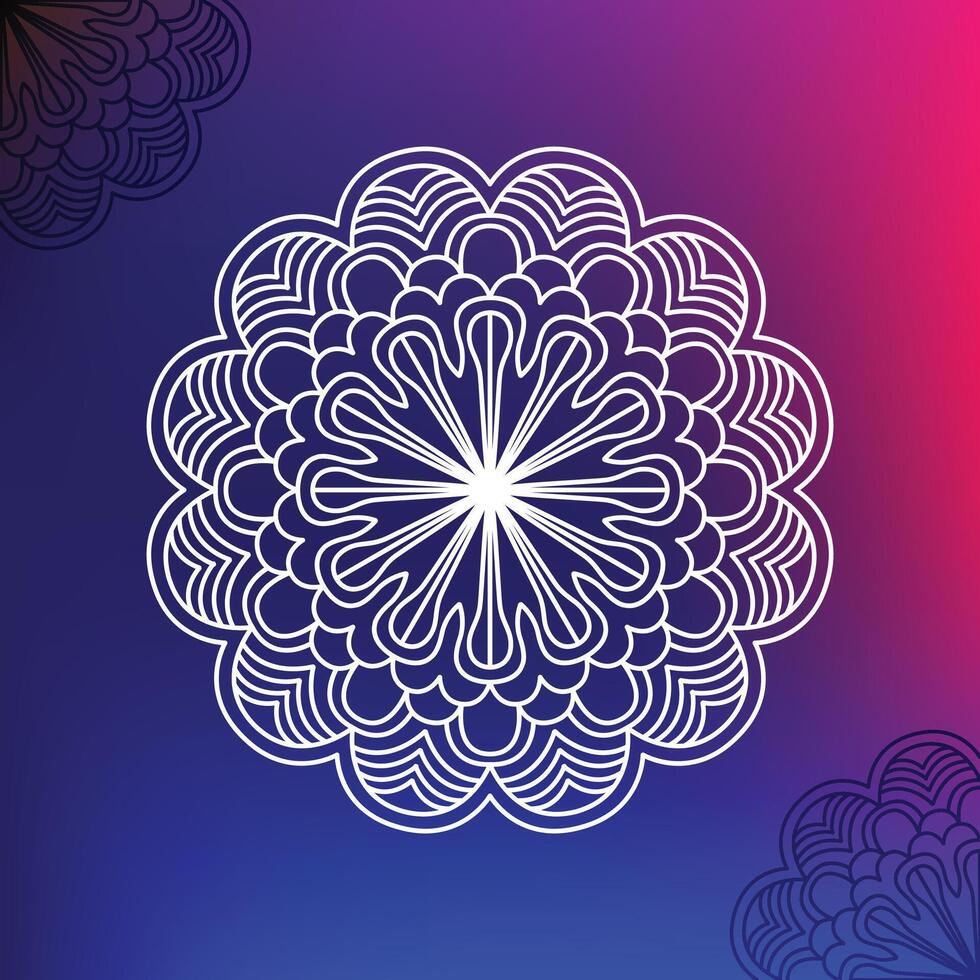 Beautiful White Mandala Art with Gradient Background vector