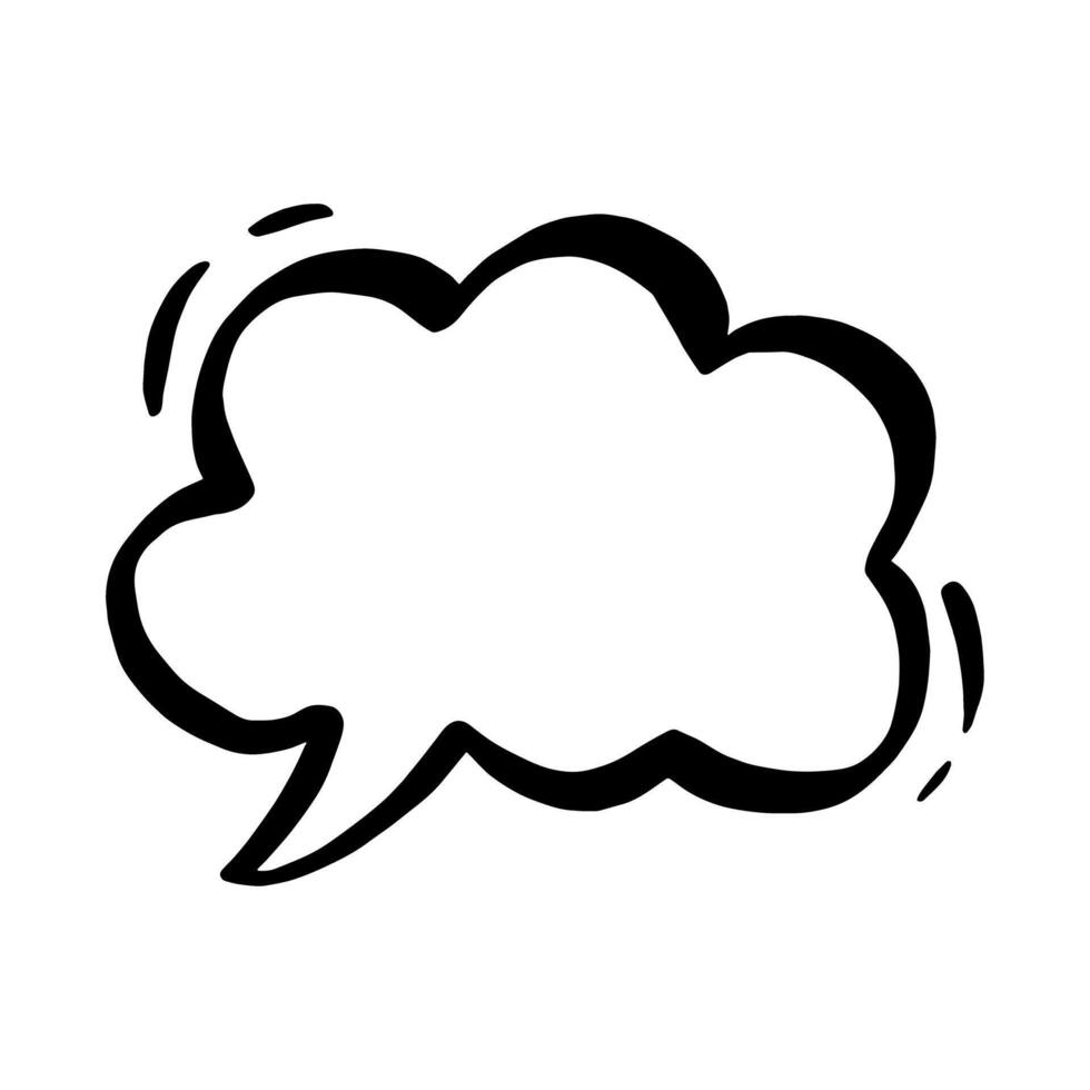 Illustration Hand Drawn Cloud Speech Bubble Element Outline. vector